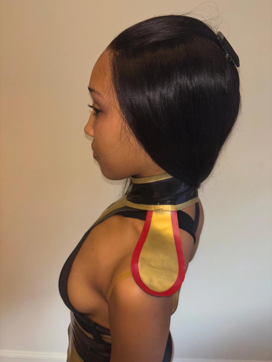 Latex Cutout Suit Top with Garter Belt product image