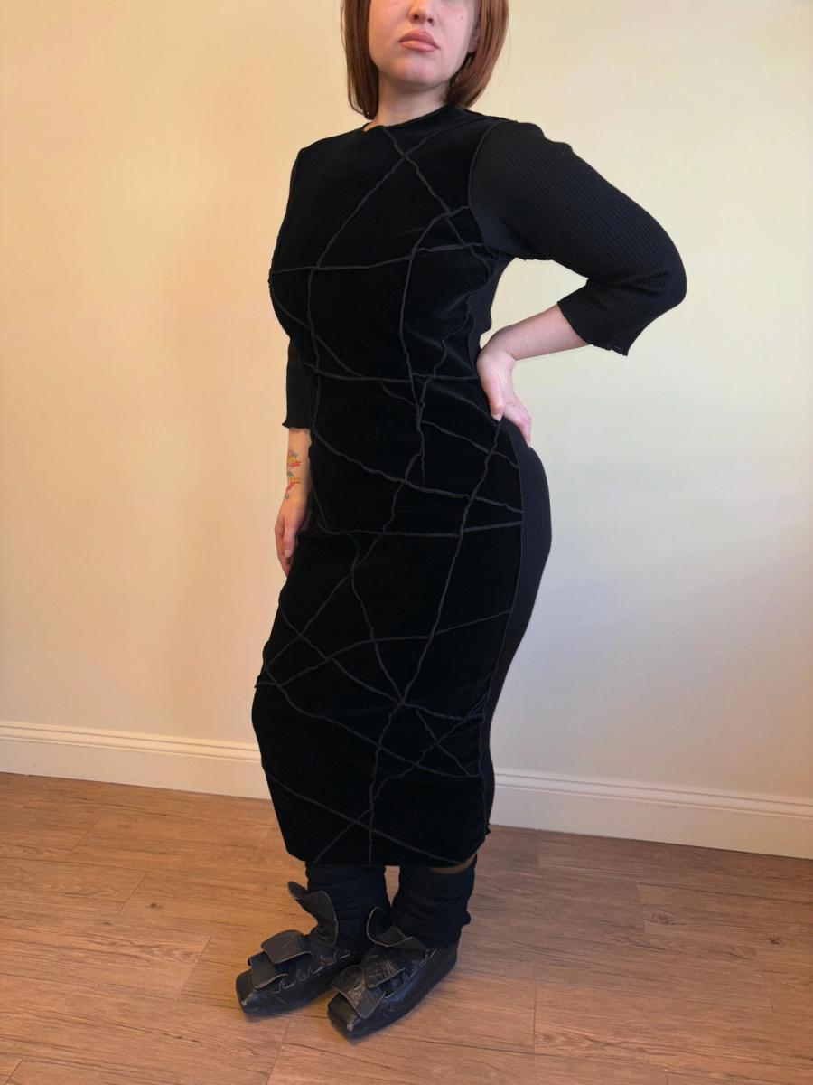 90s Patchwork Velvet Jean Colonna Dress product image