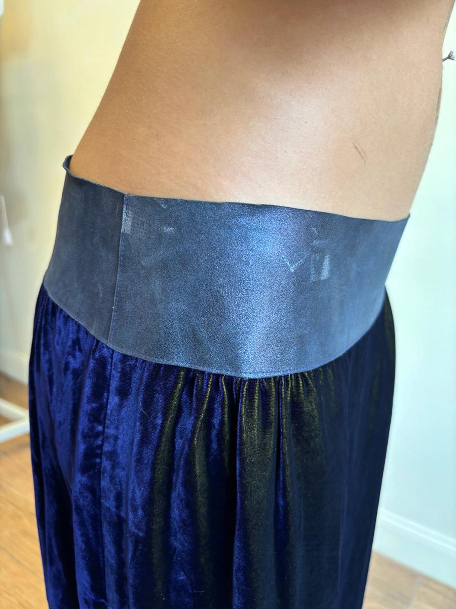 90s Krizia Changeable Velvet & Leather Skirt product image