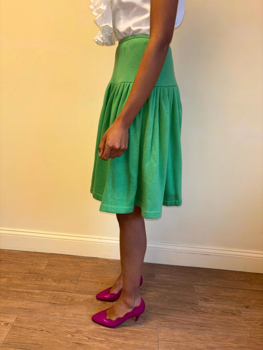 80s Norma Kamali Green Sweat Skirt product image