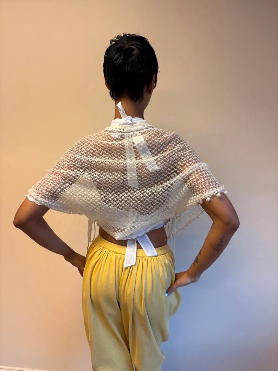 Sunao Kuwahara Lace Mohair Crocheted Wrap Shawl  product image