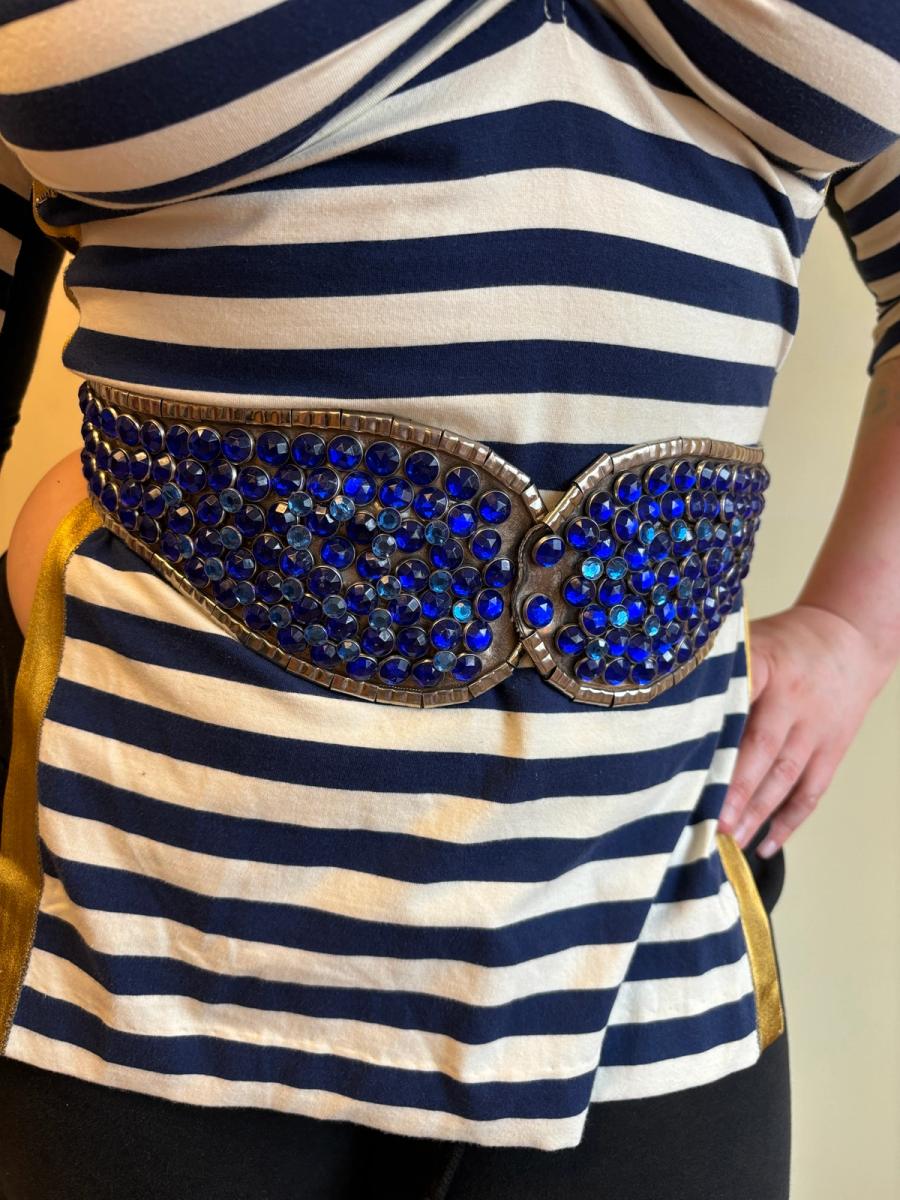 1980s Parisian Designed Blue Gem Encrusted Belt product image