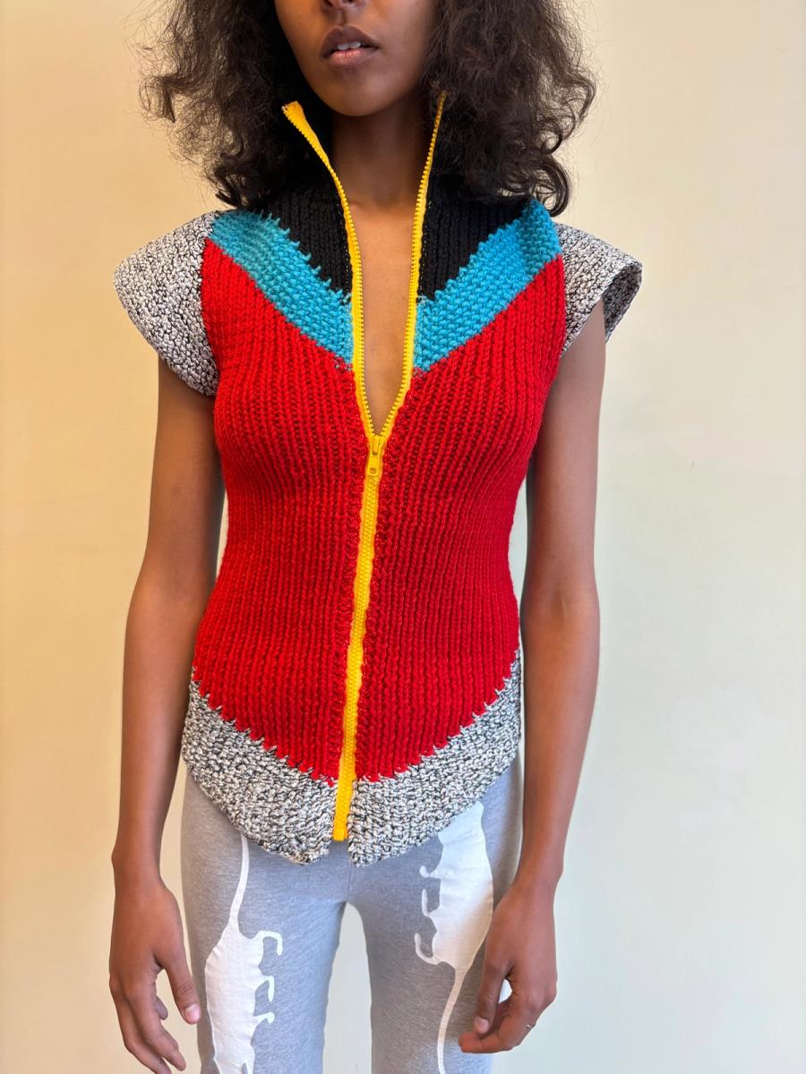 Michelle Pesetti Avant-Garde Colorblock Handknit Top  product image