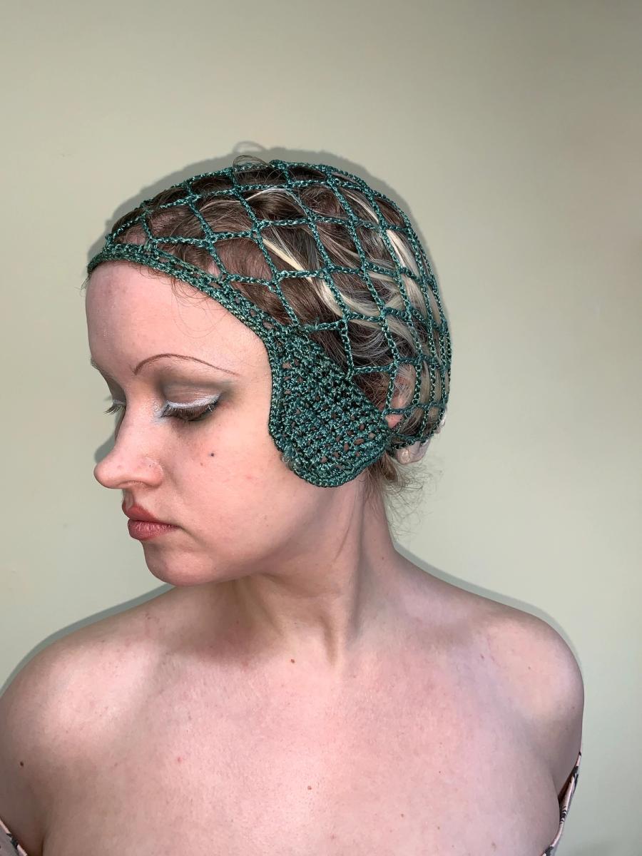 1920s Crochet Teal Hat product image