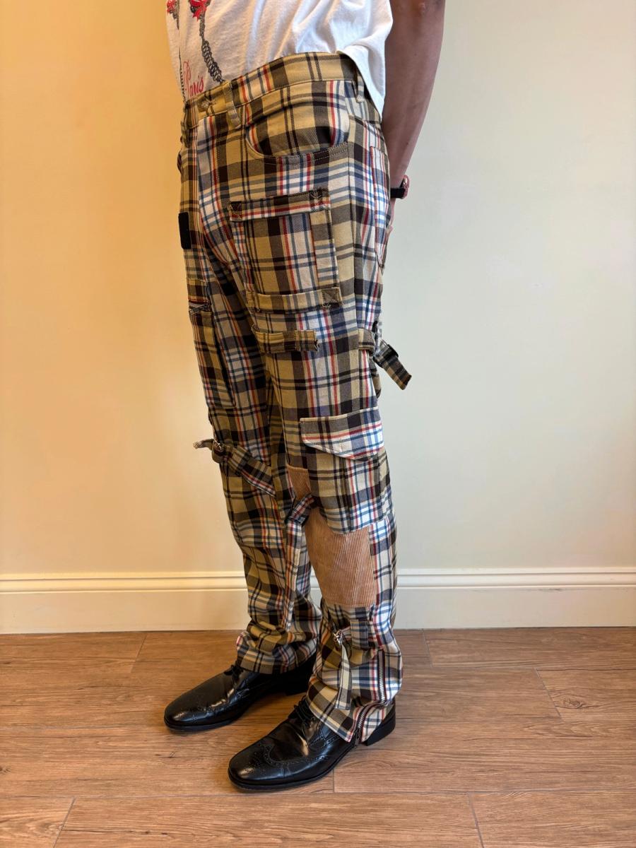 Milkboy Leather Patchwork Plaid Pants product image