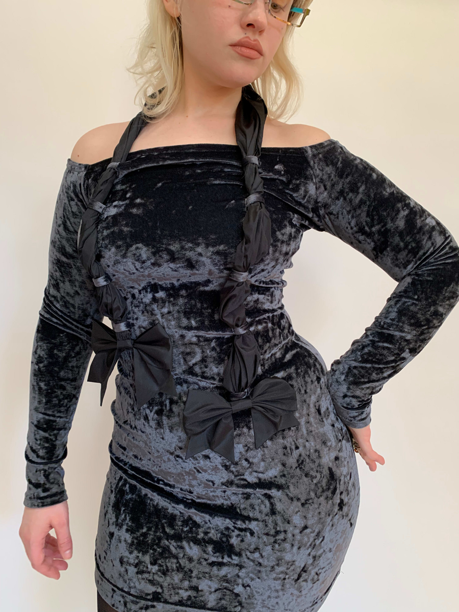 Chantal Thomass Crushed Velvet Bow Halter product image