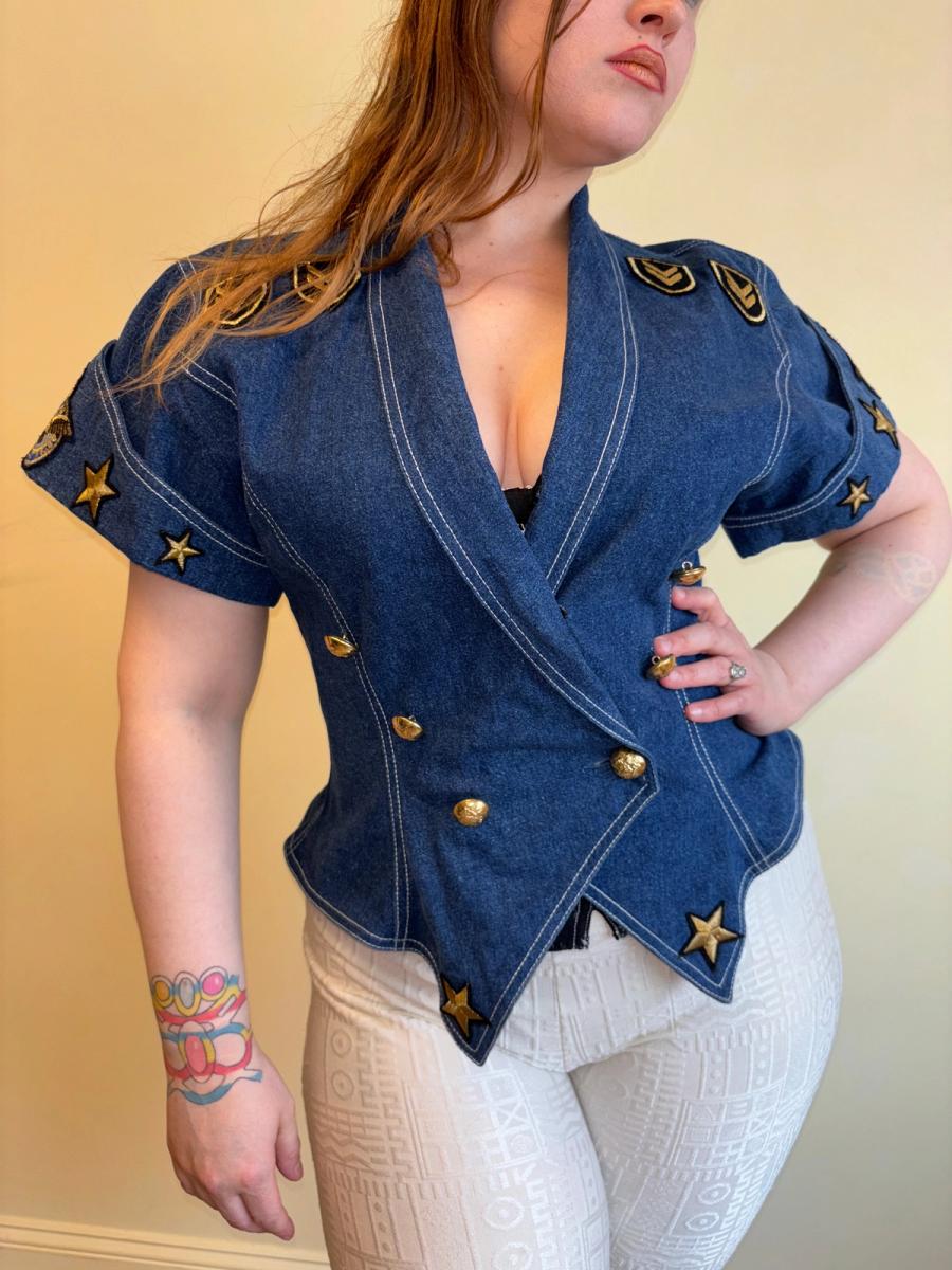 80s Claude Petin Denim Top product image