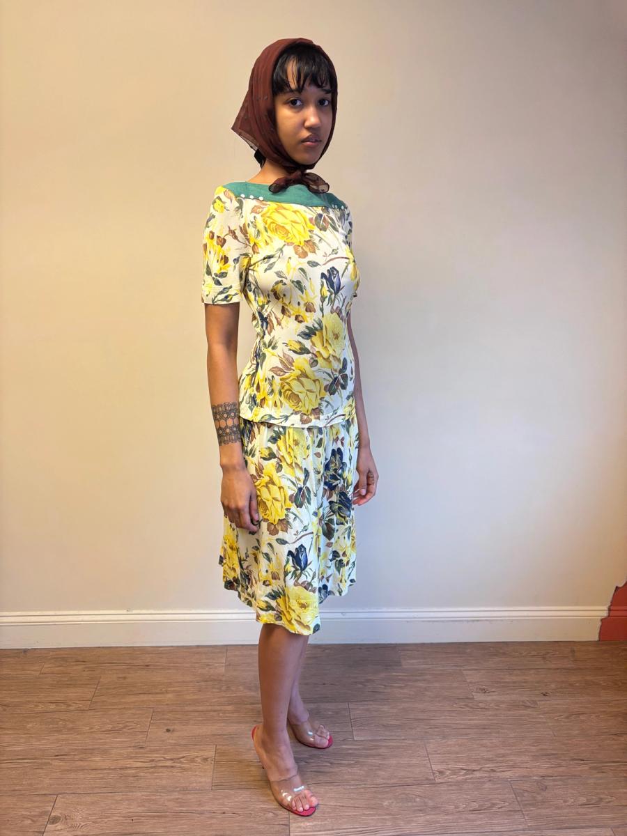 1940s Floral Print Drop Waist Dress product image