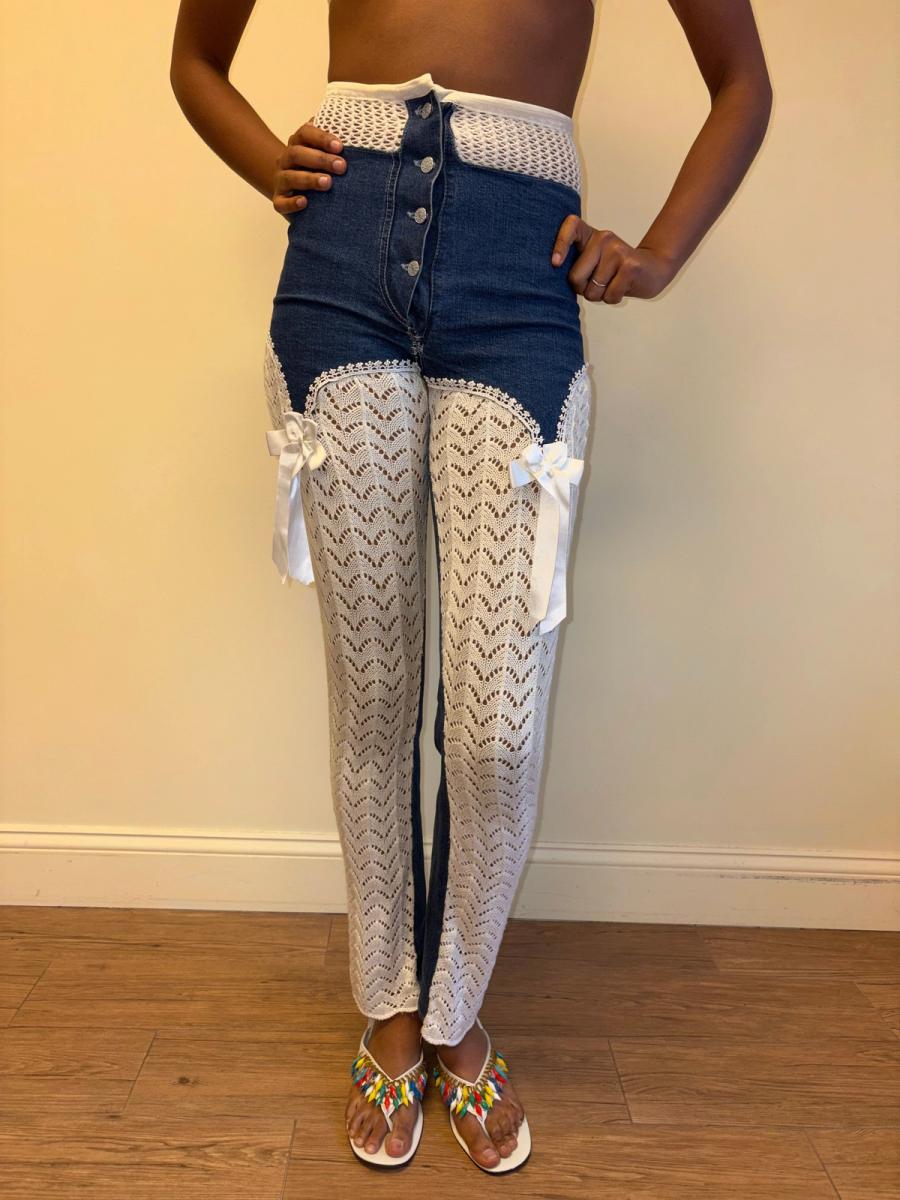 Vintage Jeans with Garter Design product image