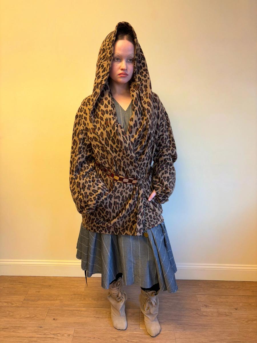 80s Norma Kamali Leopard Sweater with Hood product image