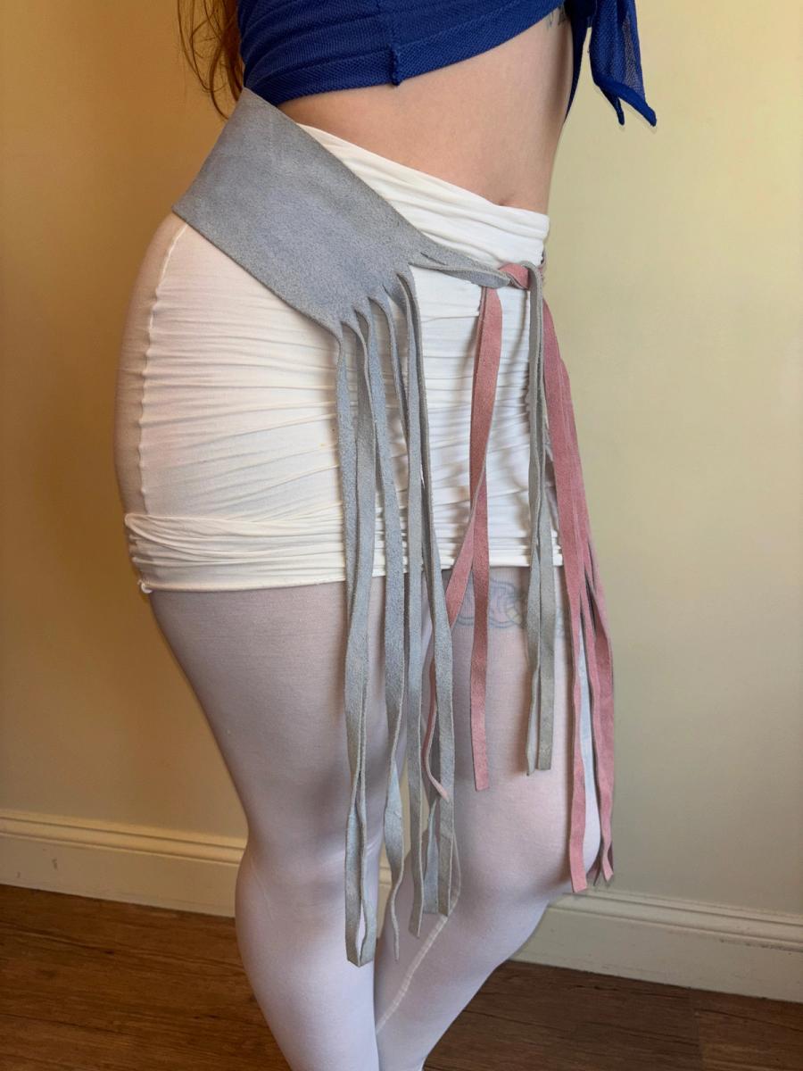 1970s Pastel Buckskin Fringe Belt product image