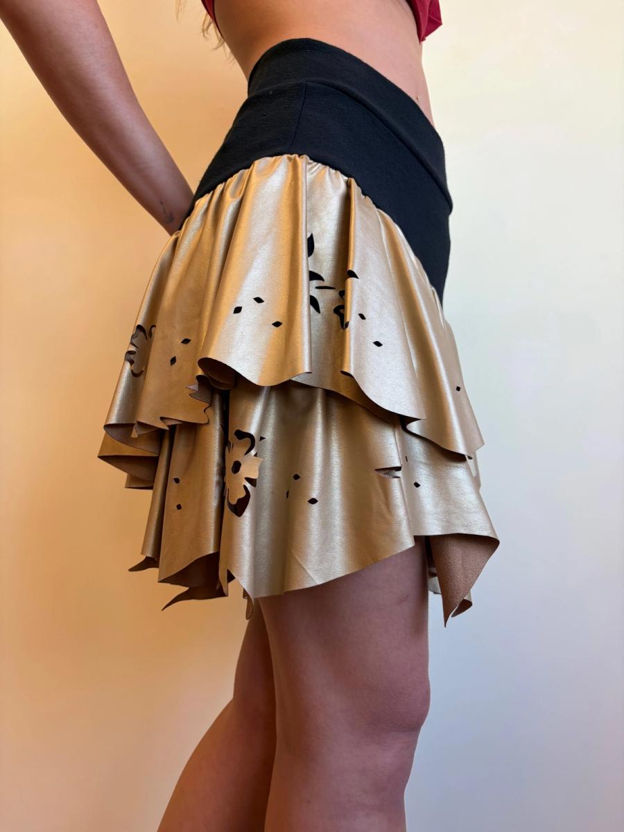 80s Yvan & Marzia Asymmetrical Gold Skirt product image