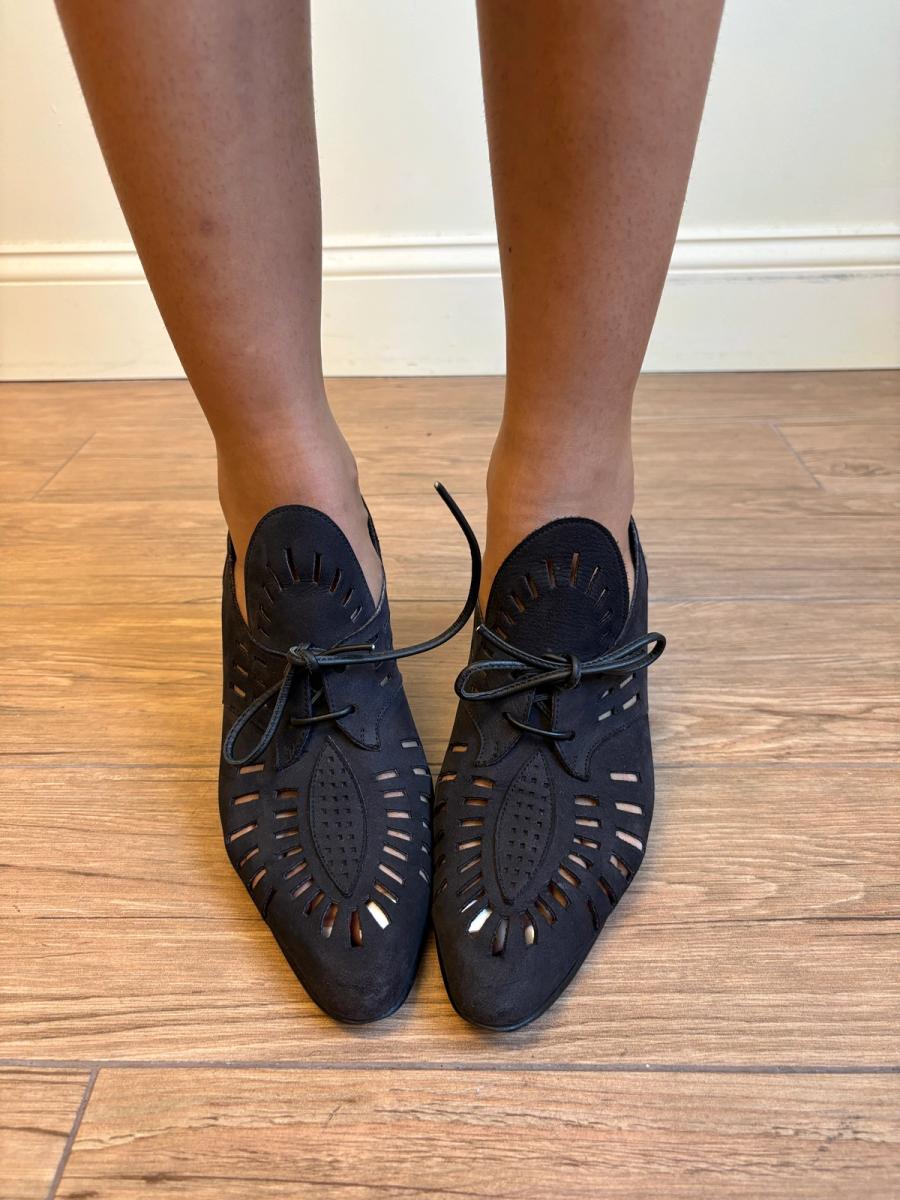 1980s Norma Kamali Cutout Suede Shoes  product image