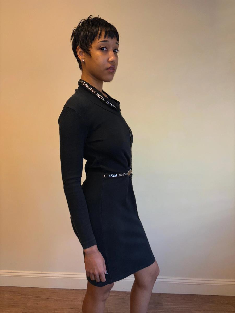 80s Kansai Yamamoto Suspender Clip Text Dress product image