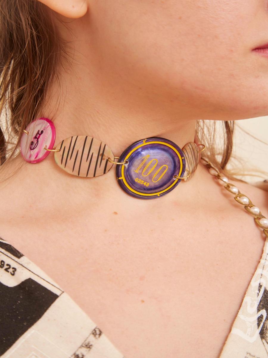 100 Zebra ART DECO Casino Chip Necklace (CERULEAN) product image