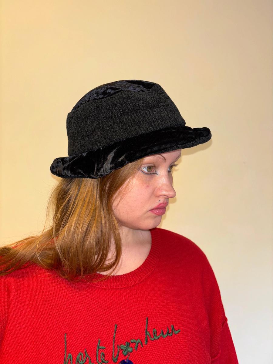 90s Chantal Thomass Black Chenille Hat product image