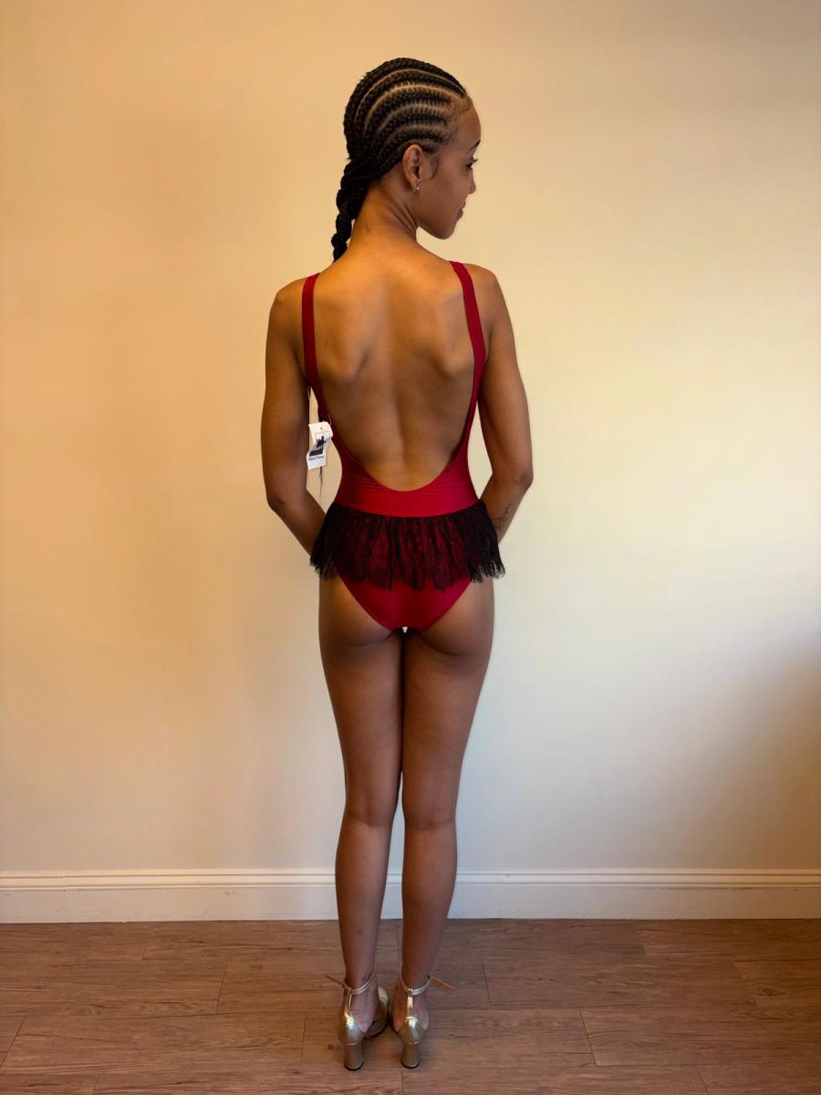 Vintage Chantal Thomass Red Swimsuit with Lace Skirt product image
