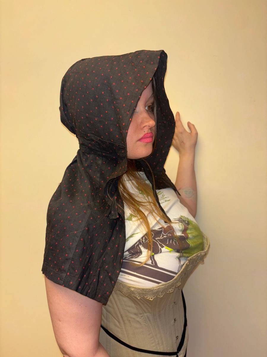 Antique Sunbonnet with Black & Red Dots  product image