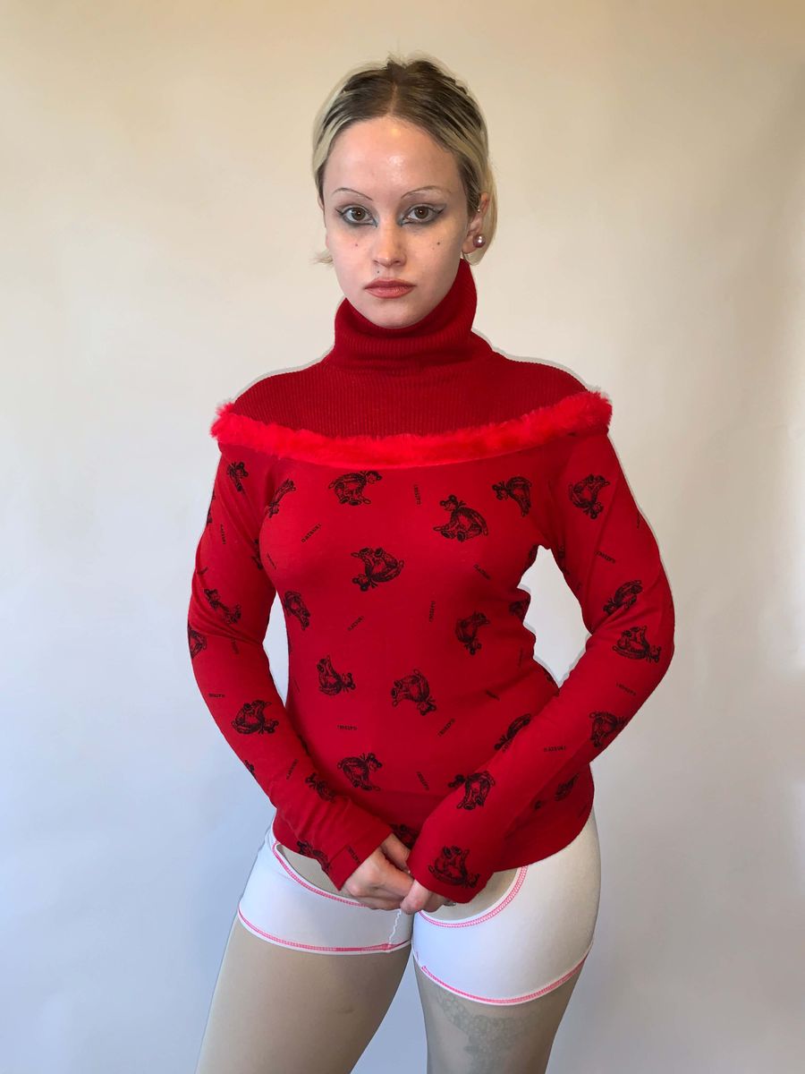 80s Atsuki Onishi Red Teddy Bear Sweater product image