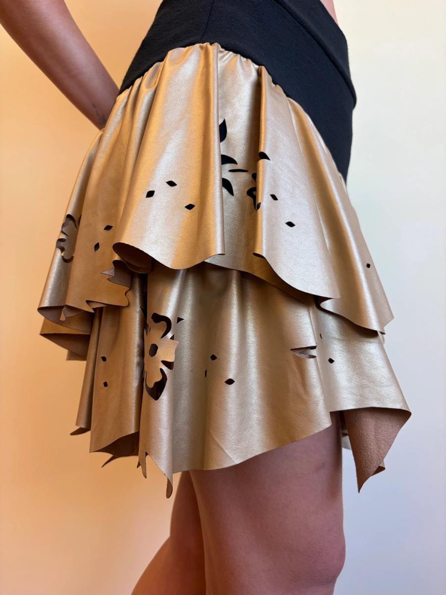 80s Yvan & Marzia Asymmetrical Gold Skirt product image