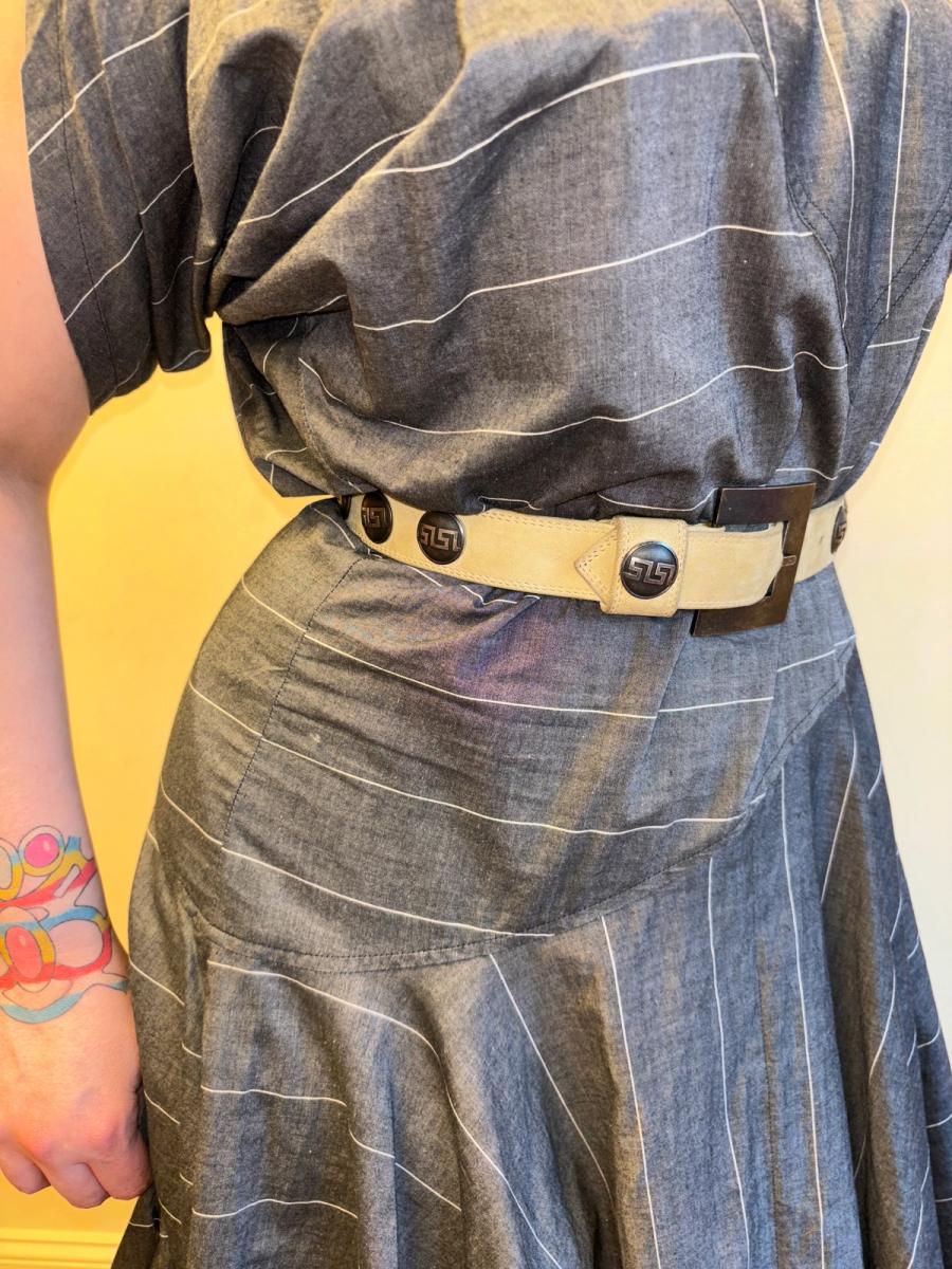 Late 70s Claude Montana Greek Key Studded Belt product image