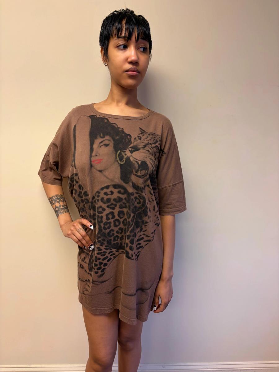 80s Krizia Big Cat and Pin-up Girl Tunic product image