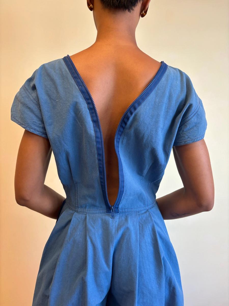 80s Krizia Chambray Romper with Zippers product image