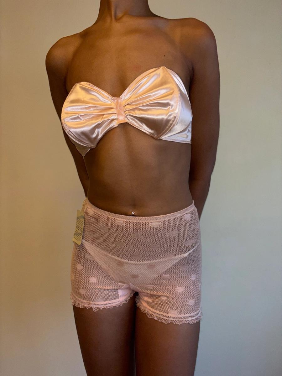 40s French Pink Satin Bra product image