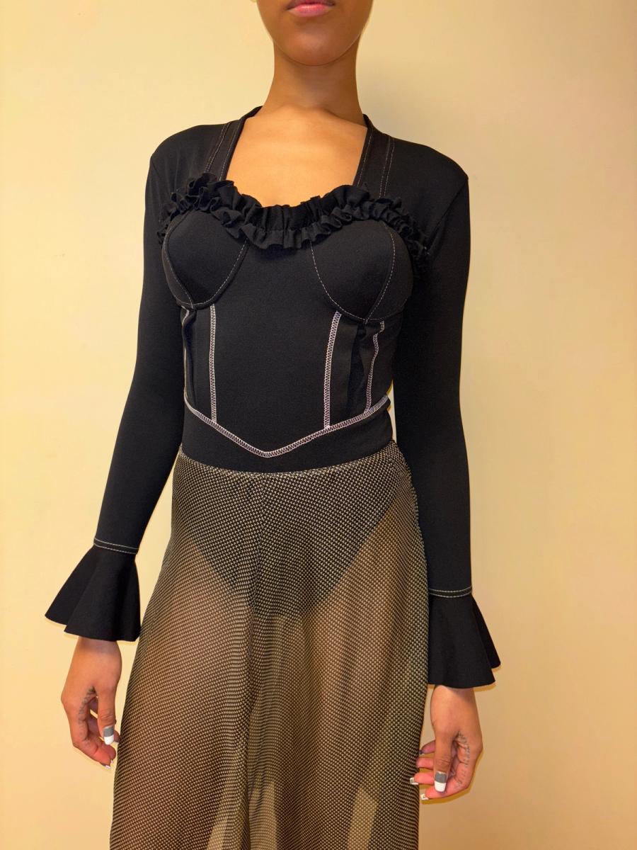 90s La Cage Aux Meufs Ruffle Leotard product image