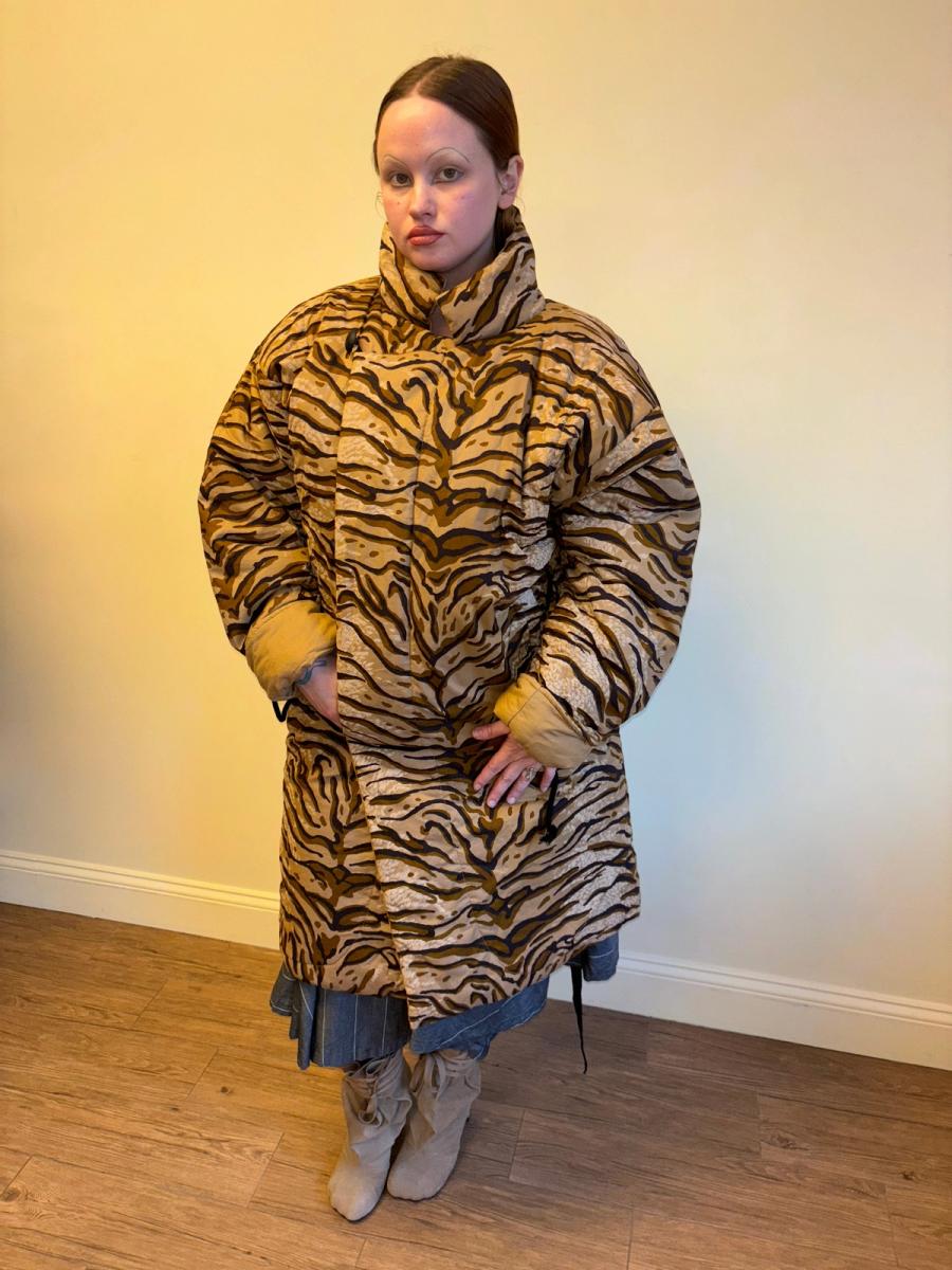 90s Norma Kamali Tiger Print Sleeping Bag Coat product image