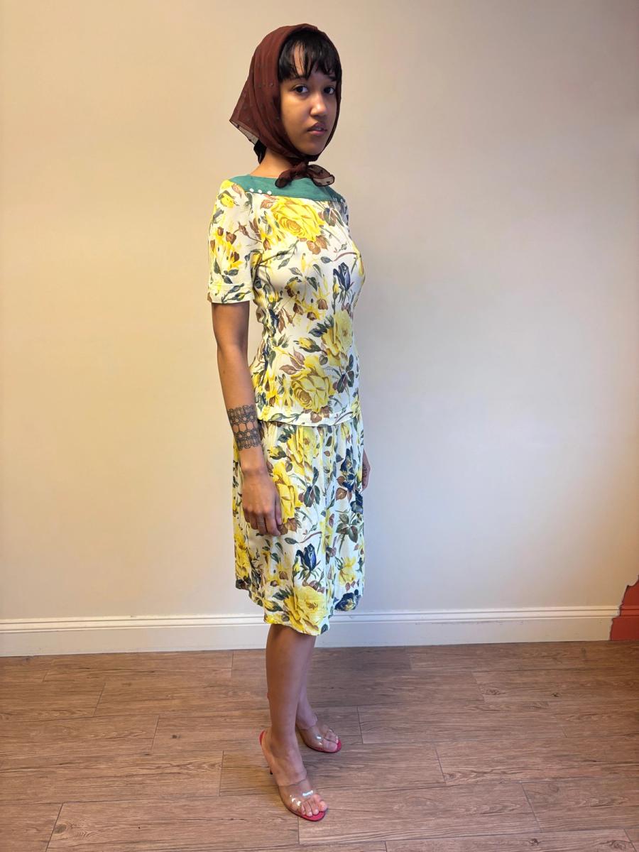 1940s Floral Print Drop Waist Dress product image