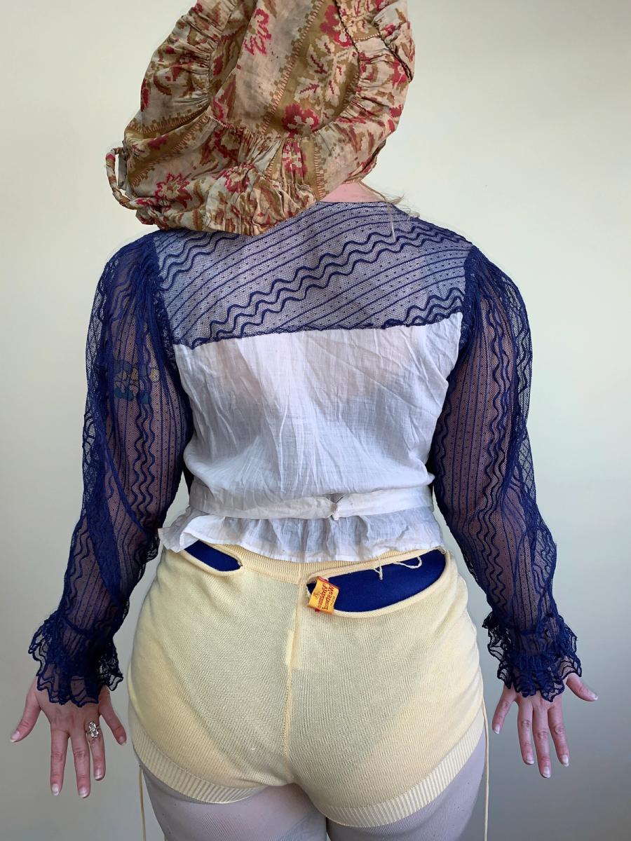 Antique Cobalt Blue Top with Marbled Clay Buttons product image