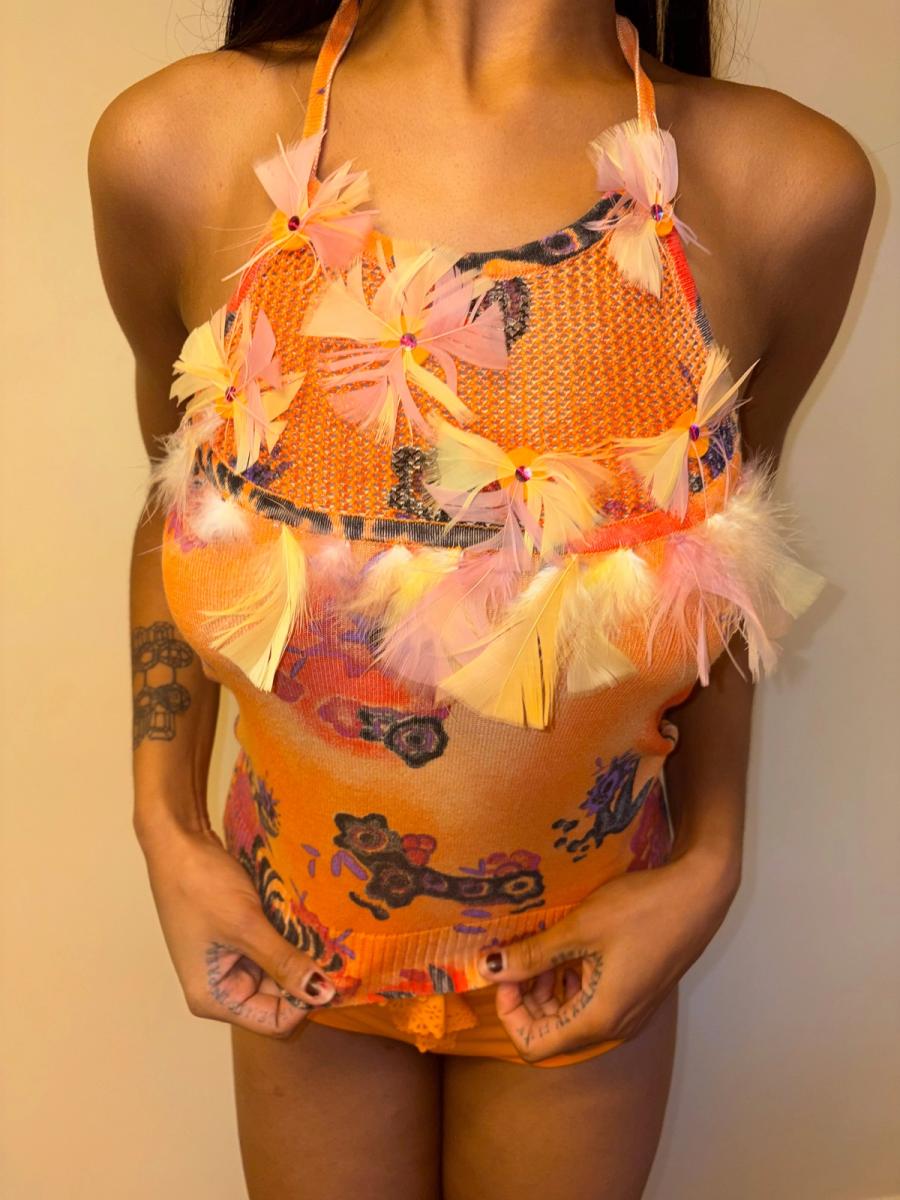 Vintage Christian Lacroix Feather Knit Top product image