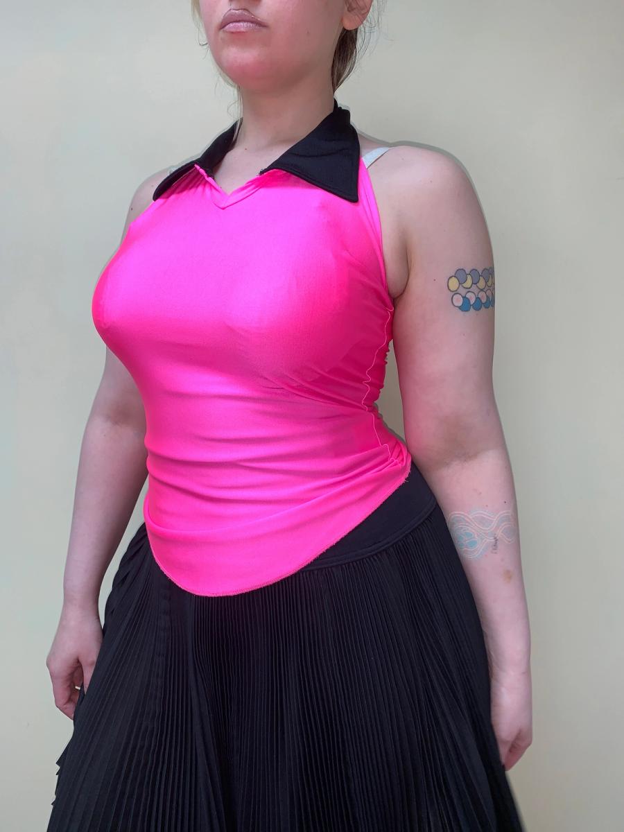 90s Jean-Paul Gaultier Hot Pink Spandex Halter product image