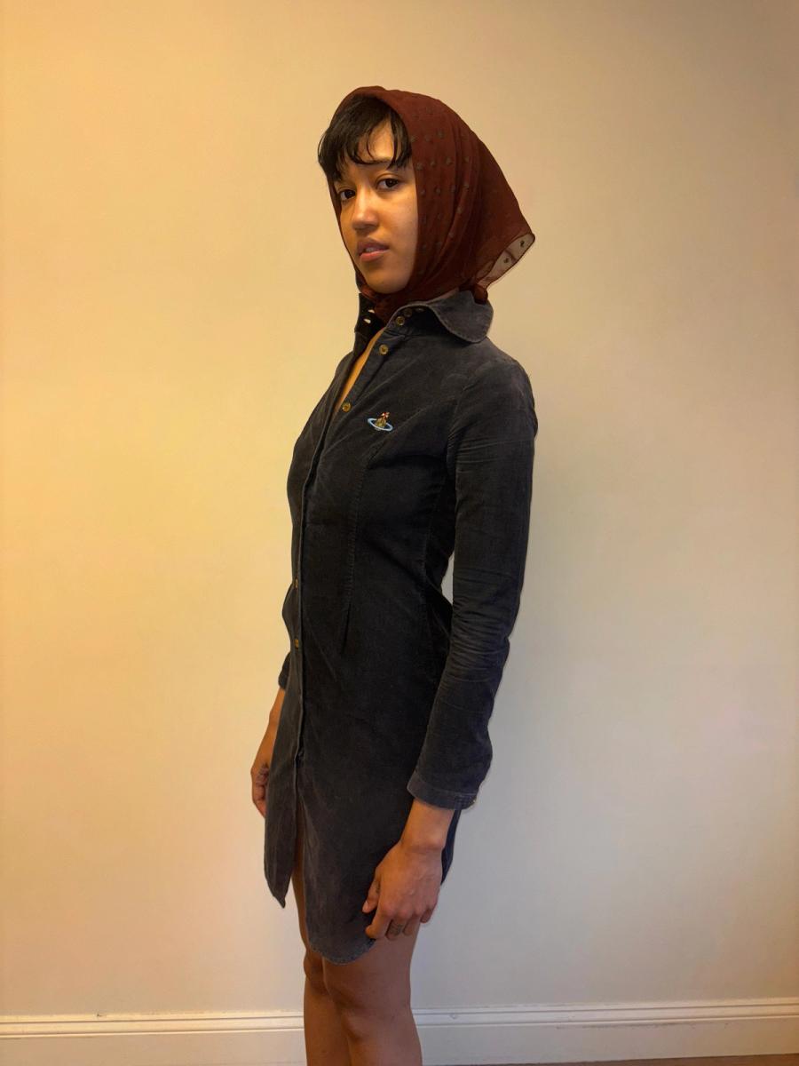 90s Vivienne Westwood Black Corduroy Orb Dress product image