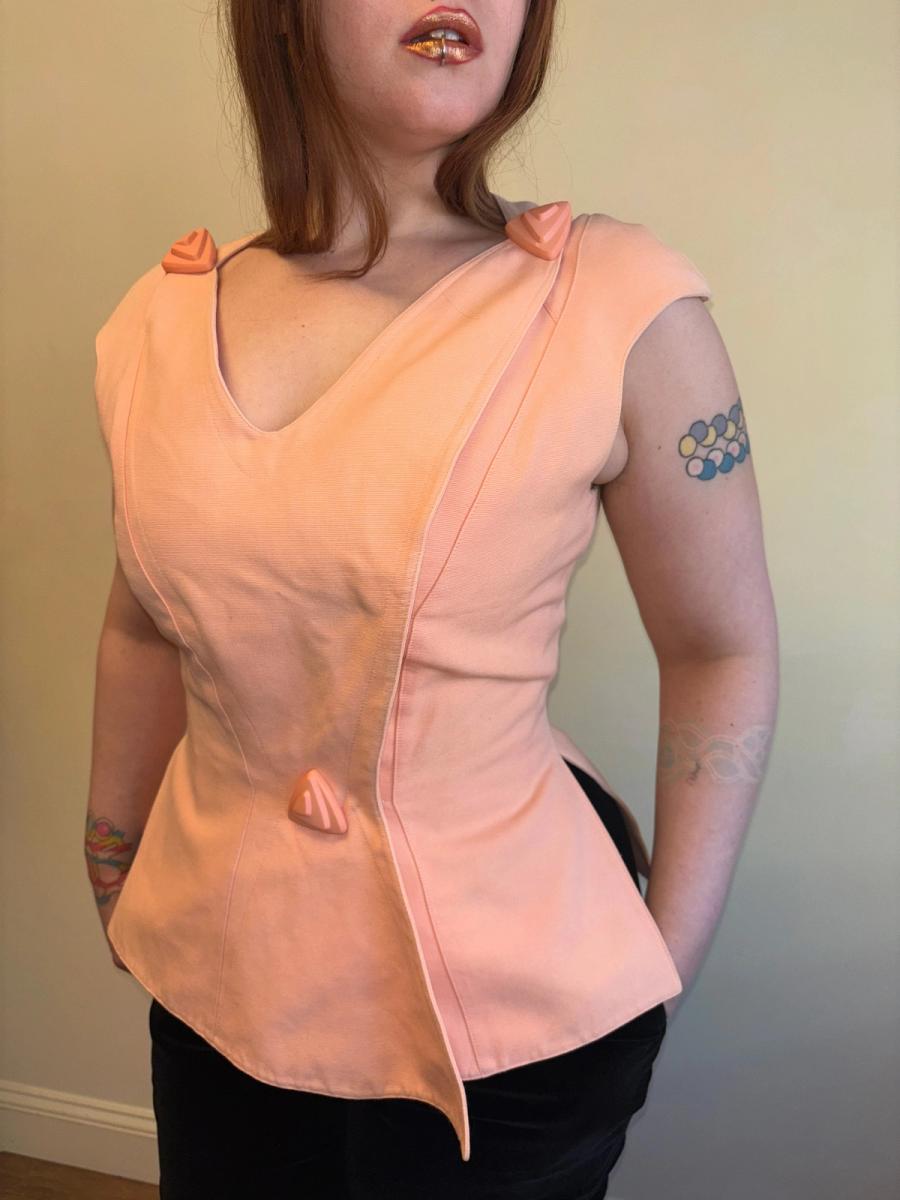 80s Thierry Mugler Sculptural Pink Top product image