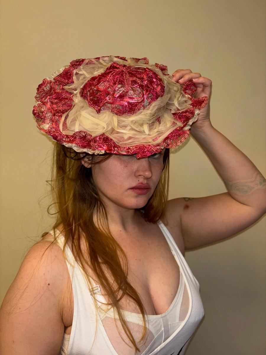 1860s Bright Pink Woven Hat product image