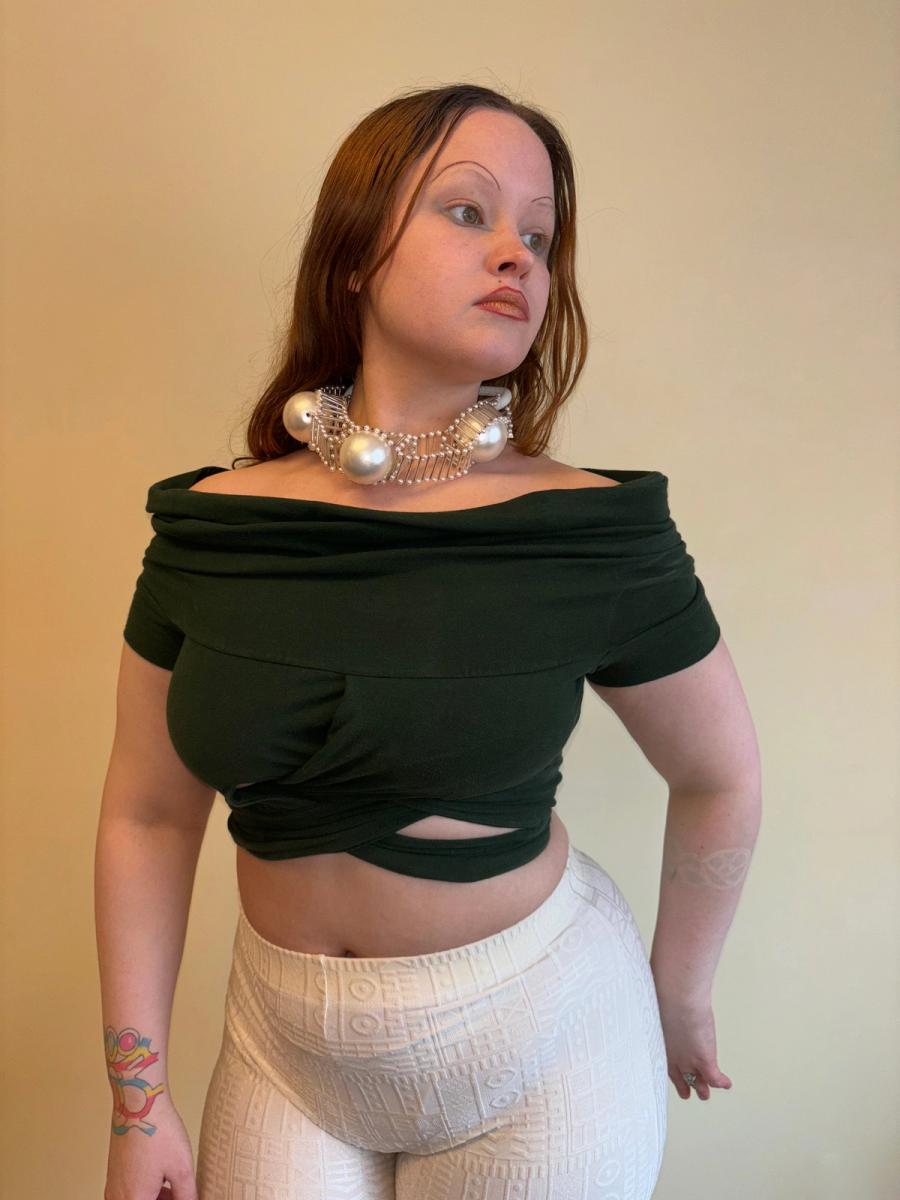 90s Romeo Gigli Green Criss Cross Top product image