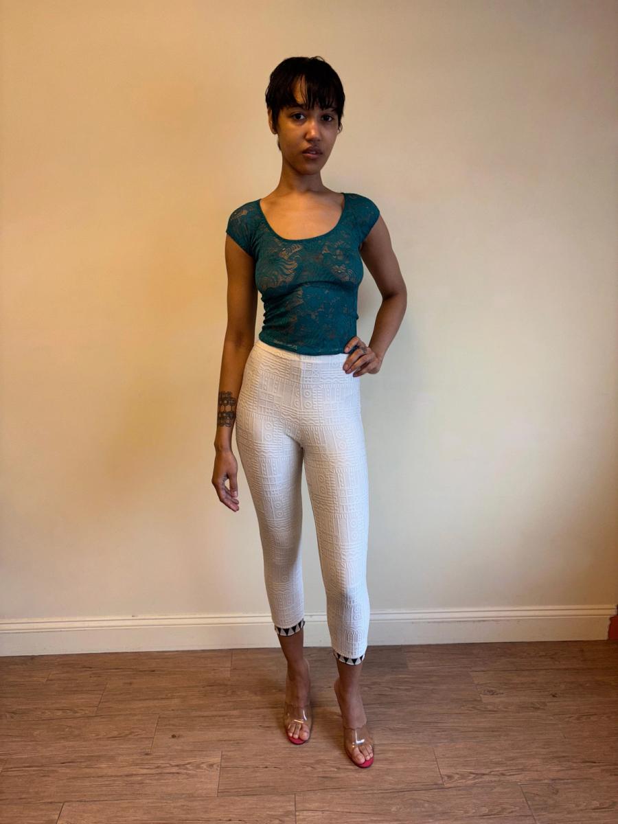 90s Ozbek Textured Print Leggings product image