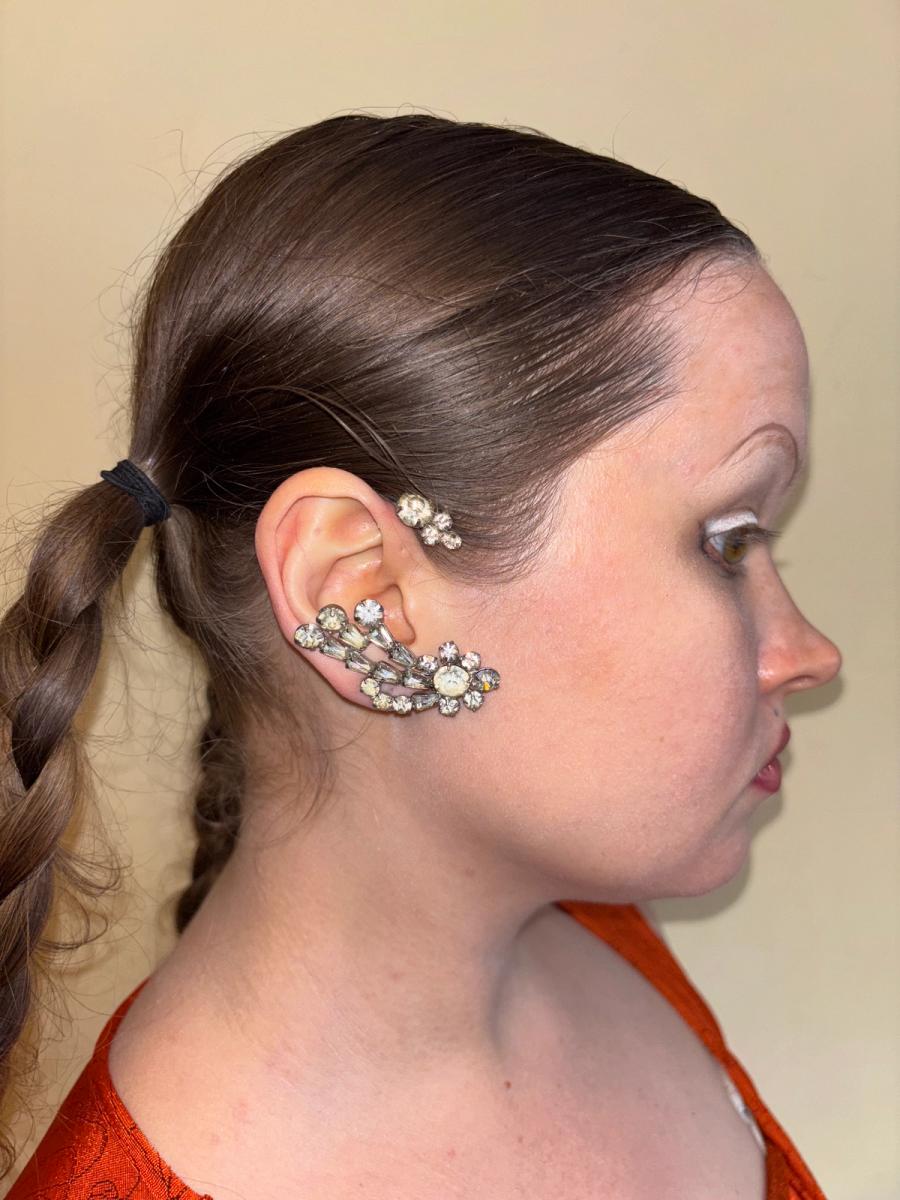 40s or 50s Rhinestone Ear Cuffs product image