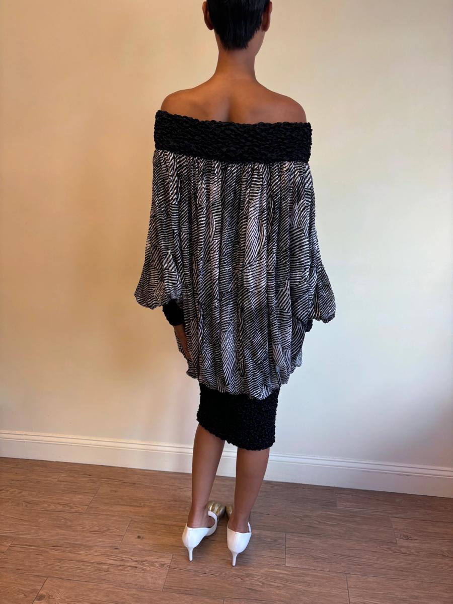 80s Claude Petin Striped Silk Dress product image