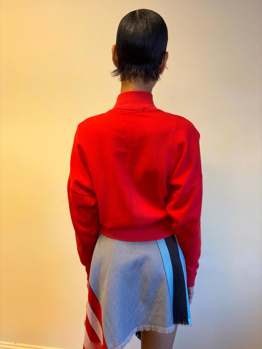 80s Norma Kamali Red Sweatshirt Snap Top product image