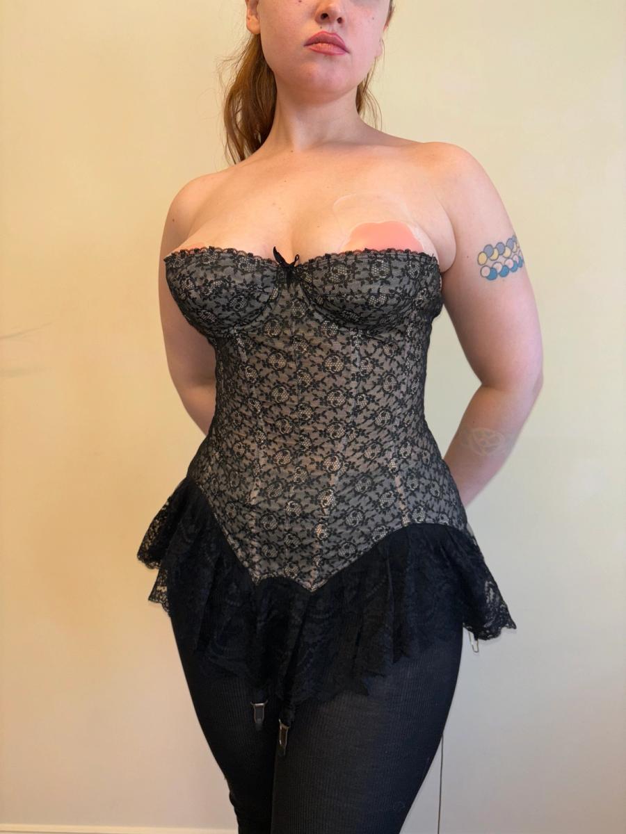French 50s Simone Perelle Black Lace Bustier product image