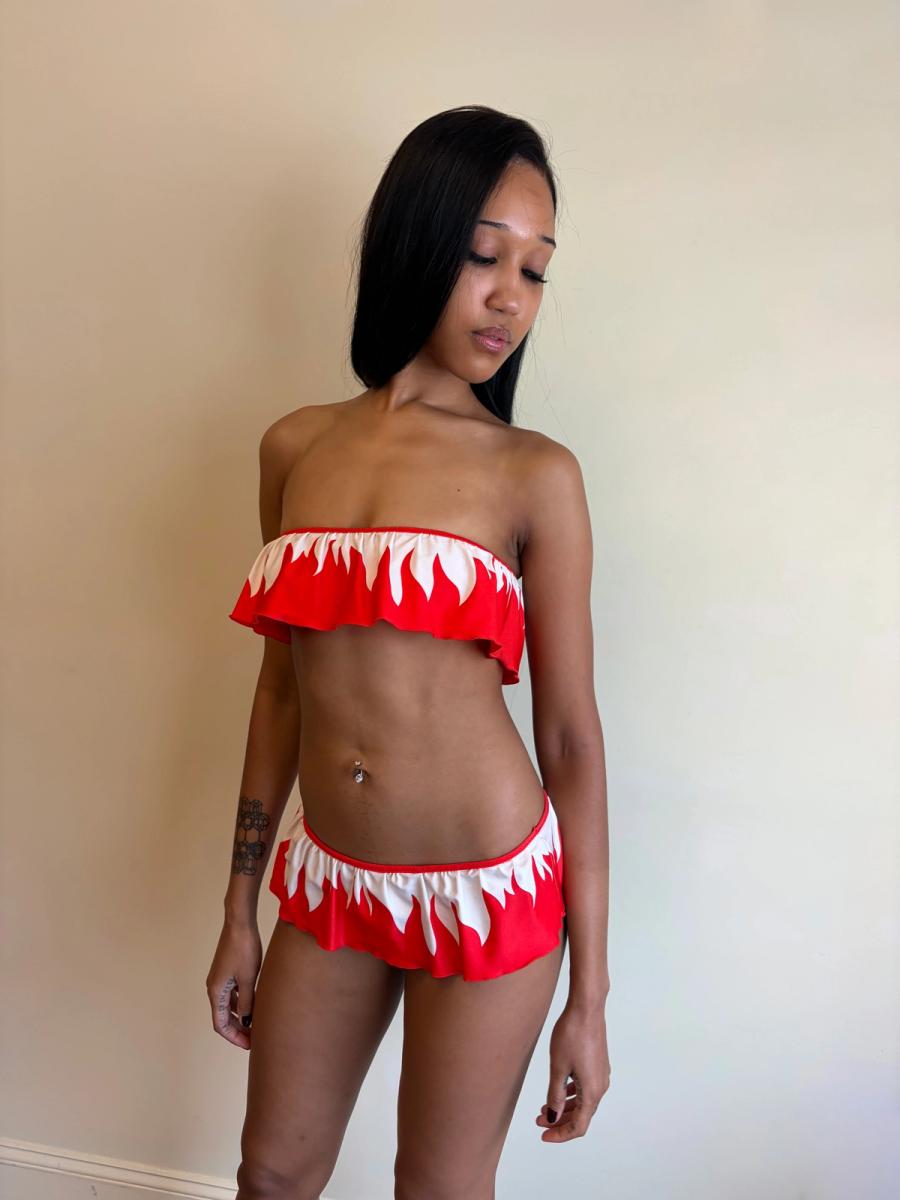 Vintage YSL Flame Bandeau Bikini product image