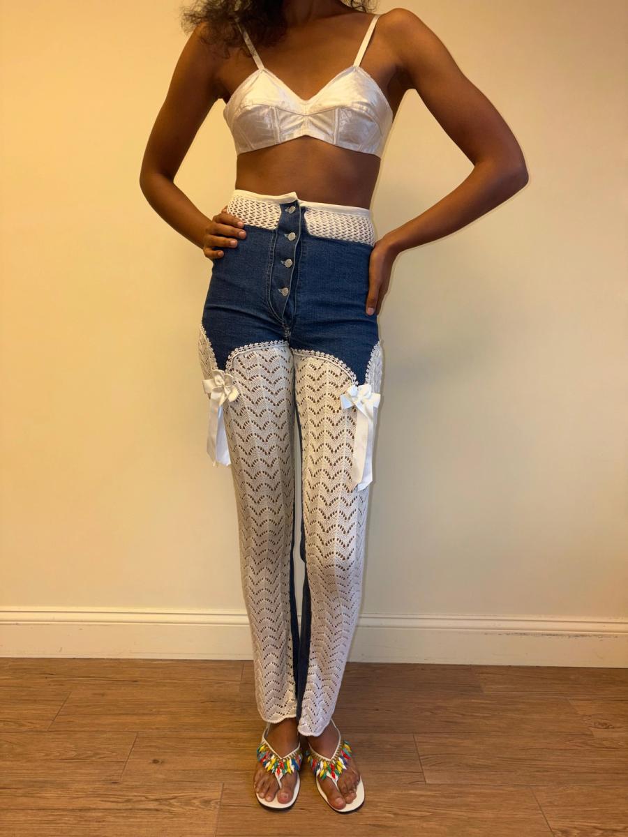 Vintage Jeans with Garter Design product image