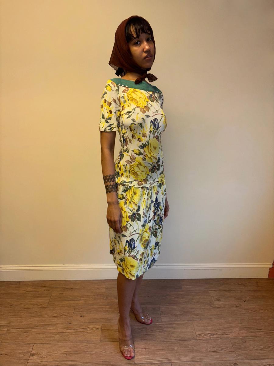 1940s Floral Print Drop Waist Dress product image