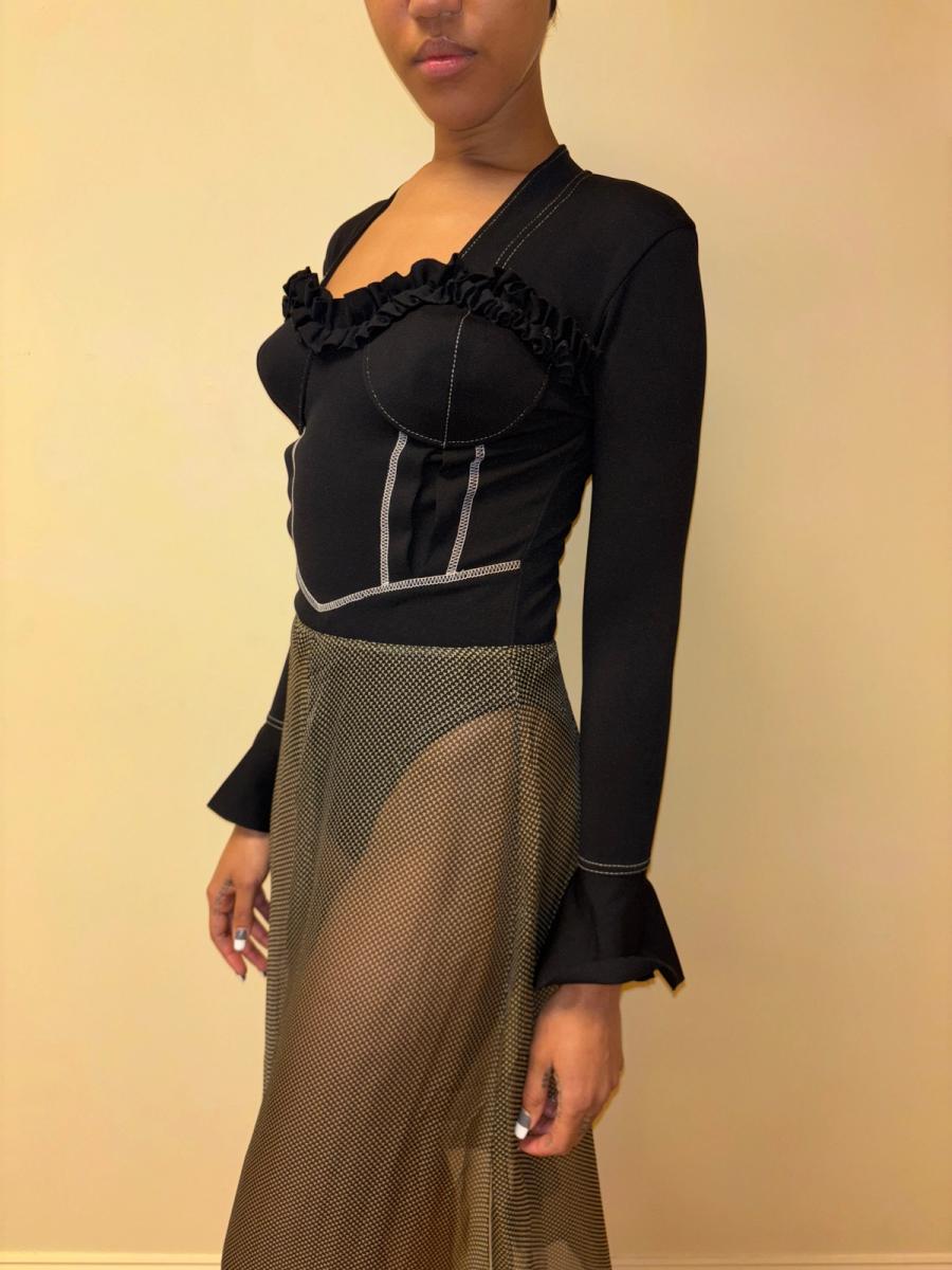 90s La Cage Aux Meufs Ruffle Leotard product image