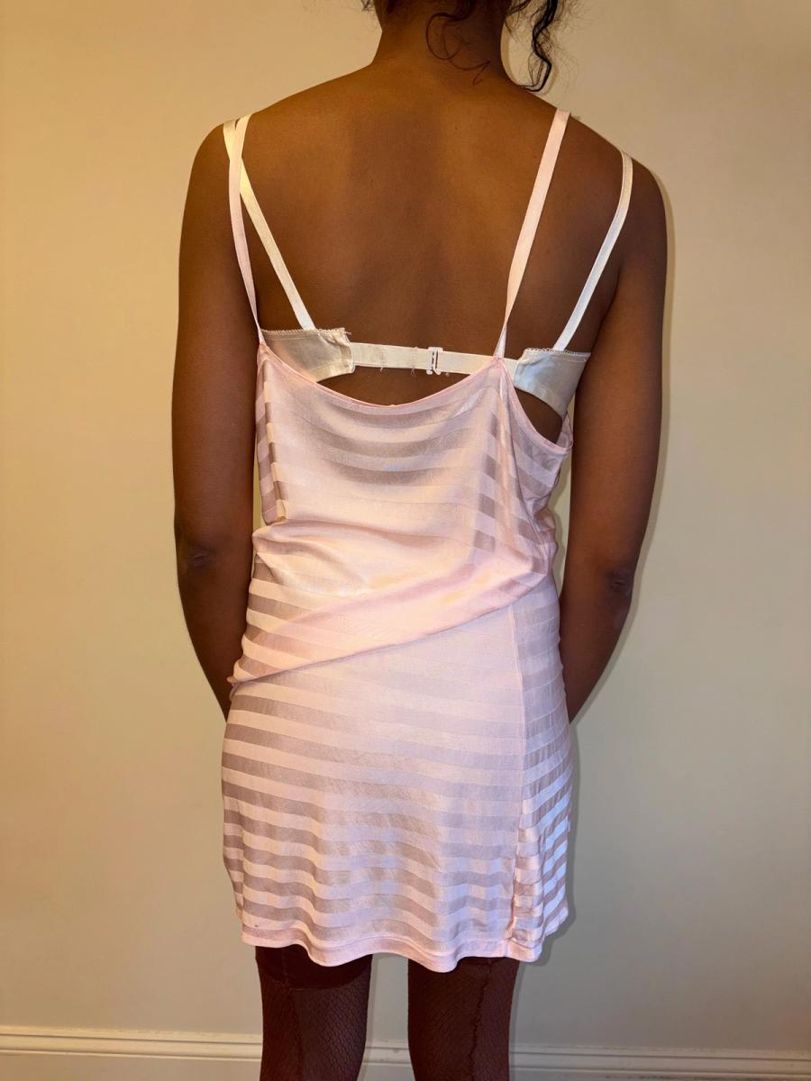 30s Striped Rayon Pink Slip Dress product image