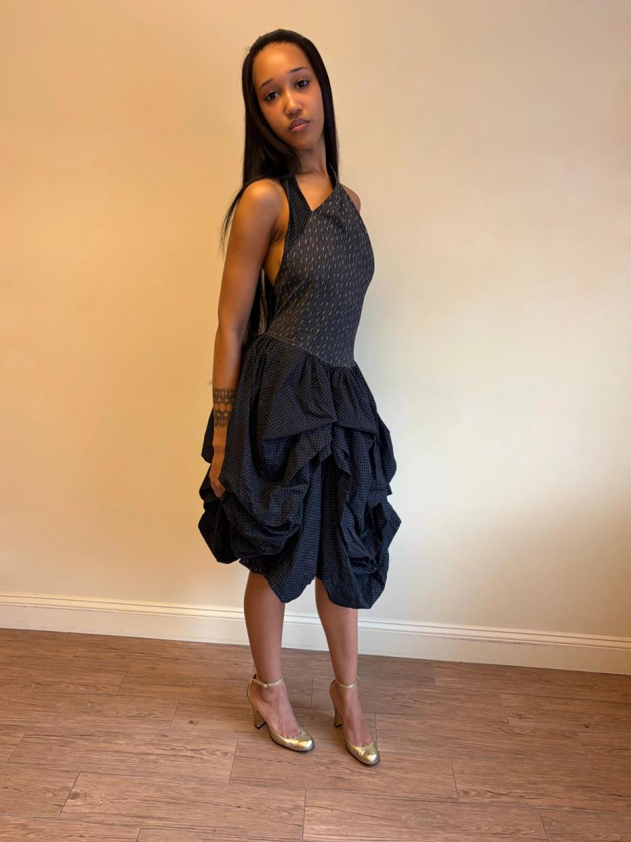 80s Popy Moreni Asymmetrical Ruched Dress product image