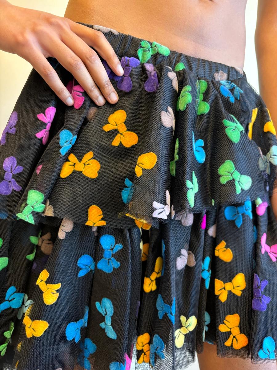 80s Yvan & Marzia Flocked Bow Skirt product image